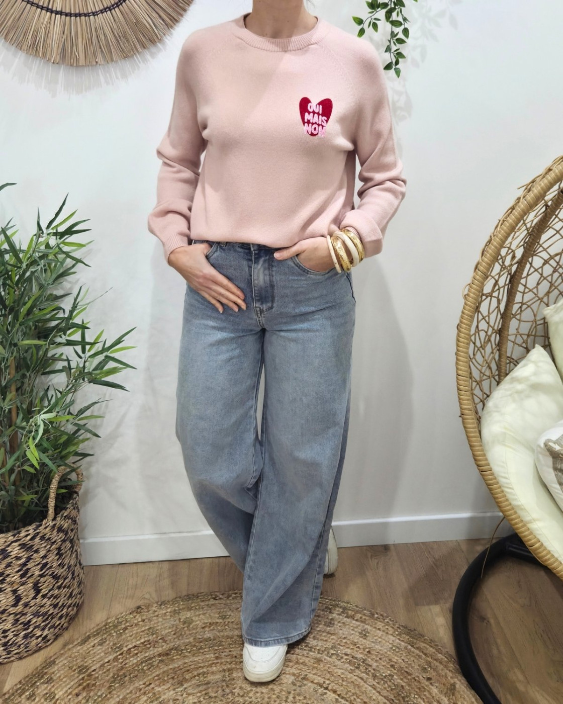 Pull femme coeur OUI MAIS NON