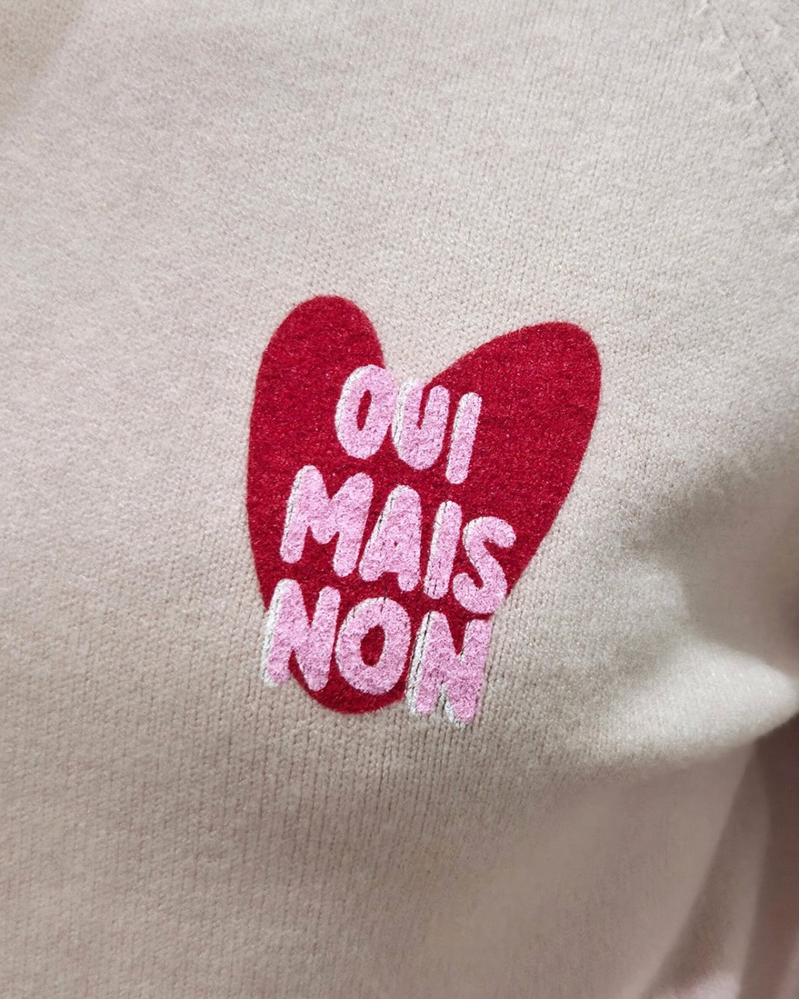 Pull femme coeur OUI MAIS NON