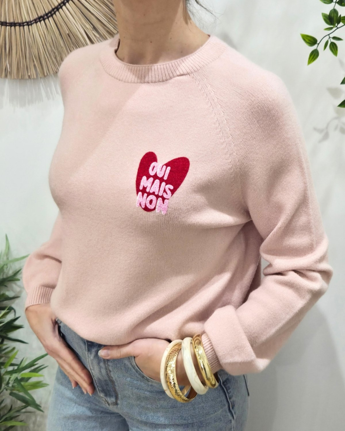 Pull femme coeur OUI MAIS NON