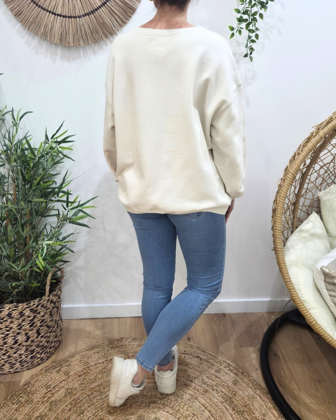 Pull sweat femme fleur paillettes