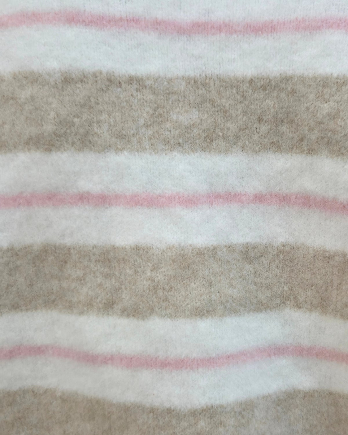 Pull femme à col LA fleurs rayures roses