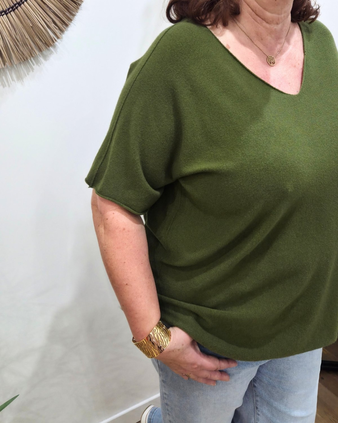 Pull fin femme oversize manches courtes