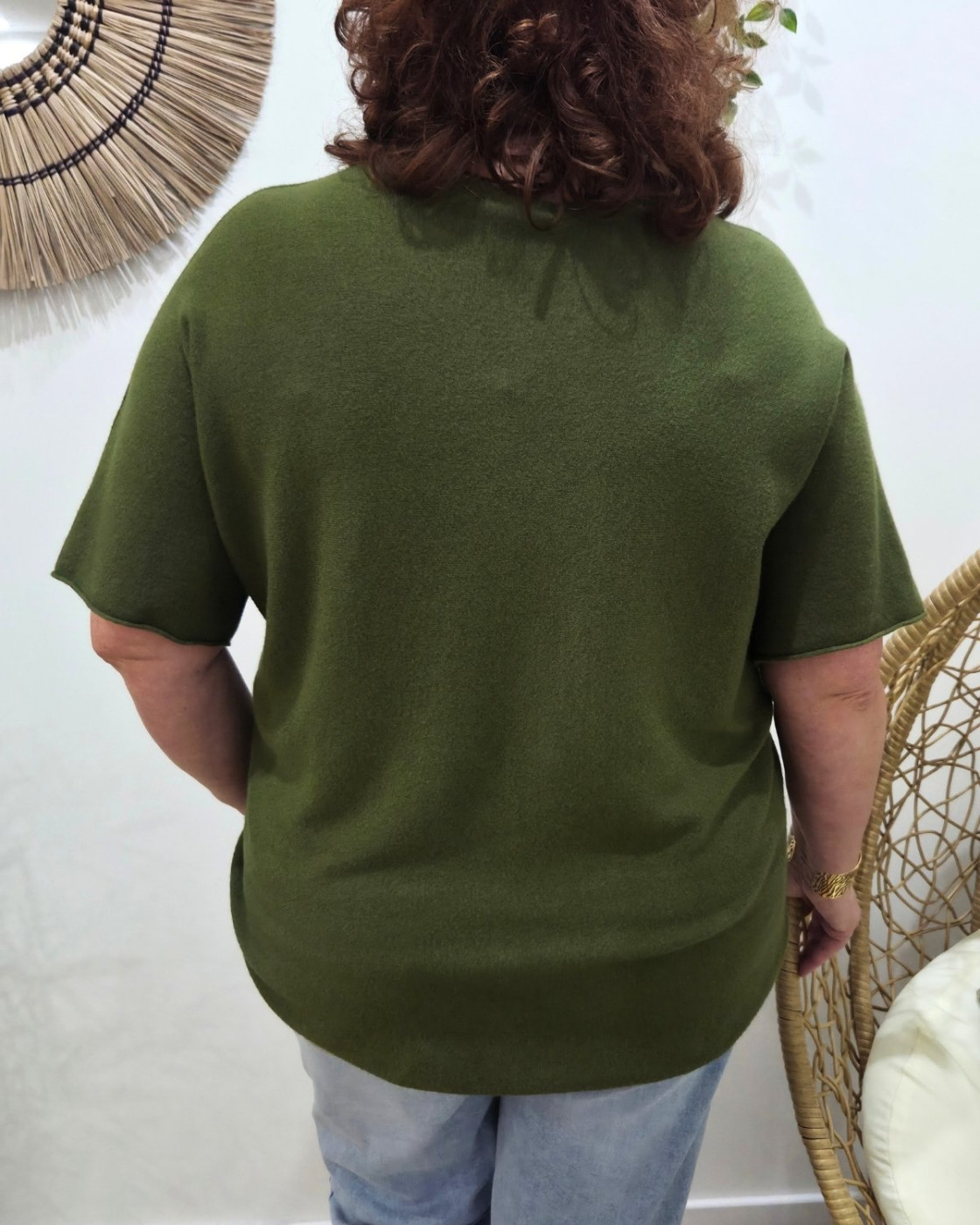 Pull fin femme oversize manches courtes