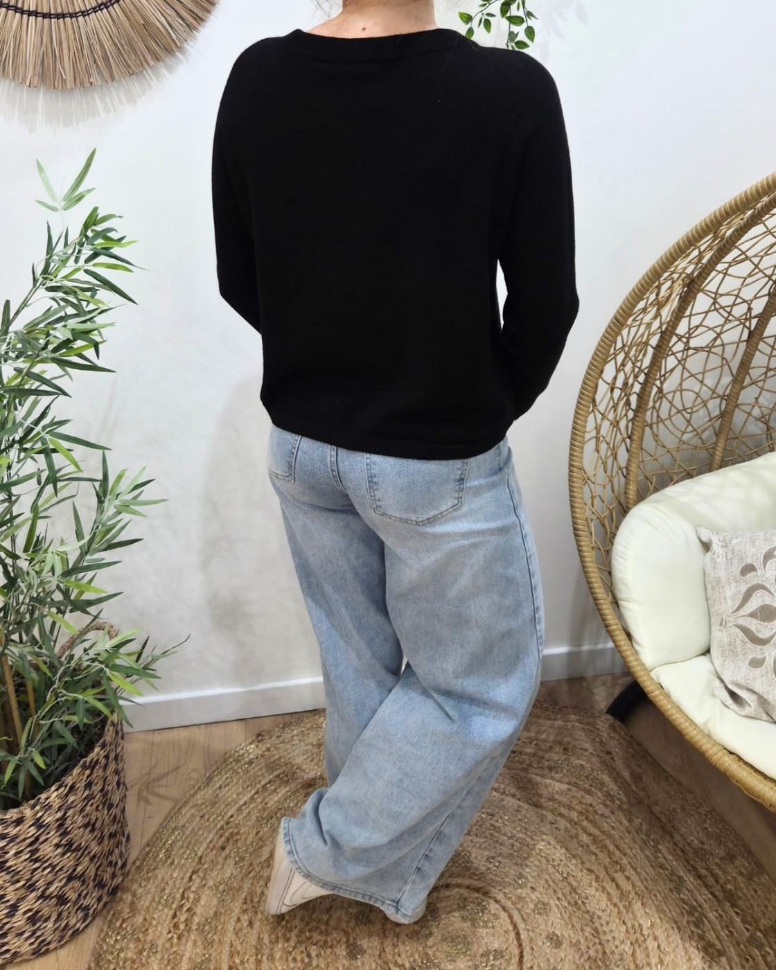 Pull femme uni col rond