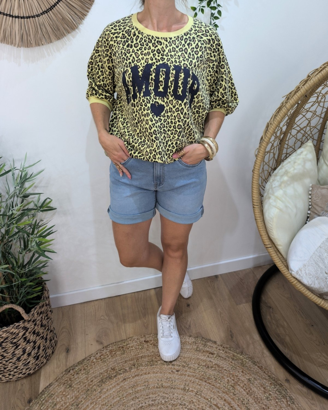 Pull sweat femme léopard Amour