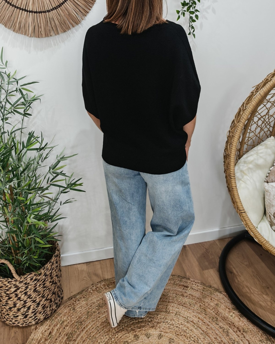 Pull femme col rond manches chauve souris Armida