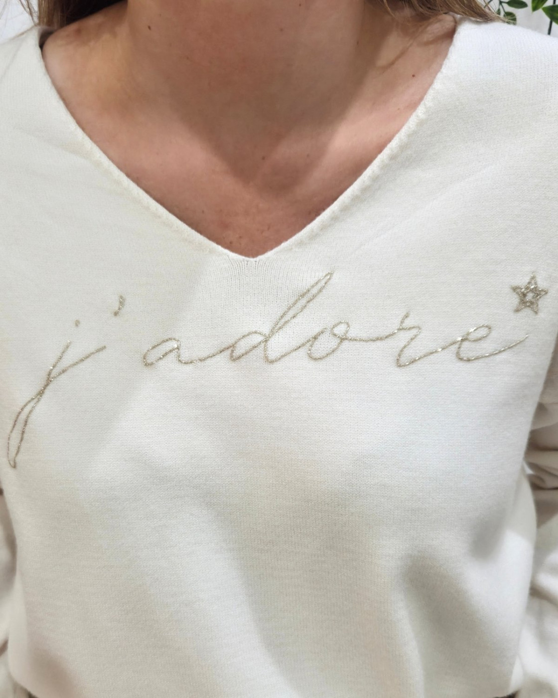 Pull femme J'adore pailleté