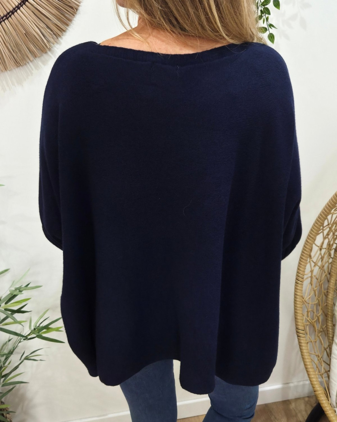 Pull femme oversize col rond Iconic pailleté