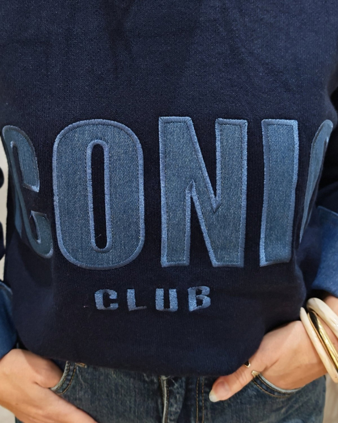 Pull femme bleu marine ICONIC club bleu jean