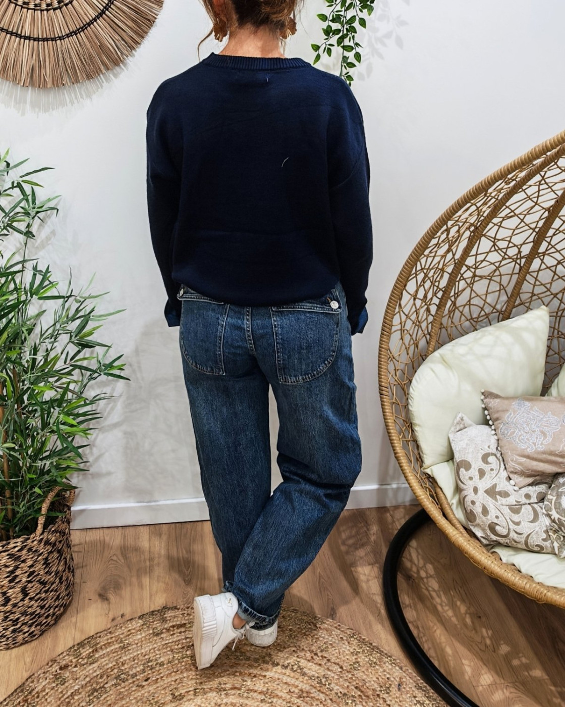 Pull femme bleu marine ICONIC club bleu jean