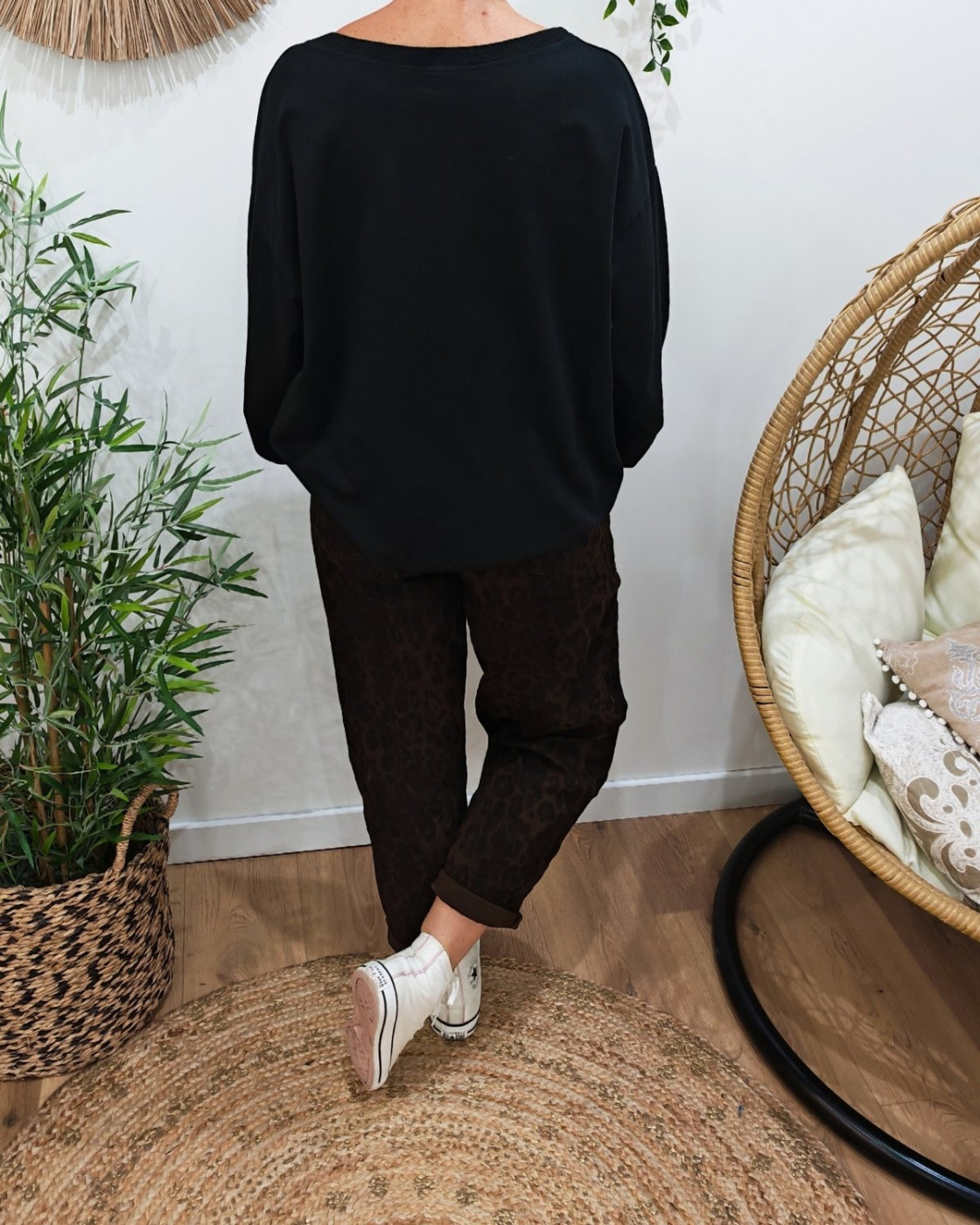 Sweat fin noir femme La vie est belle