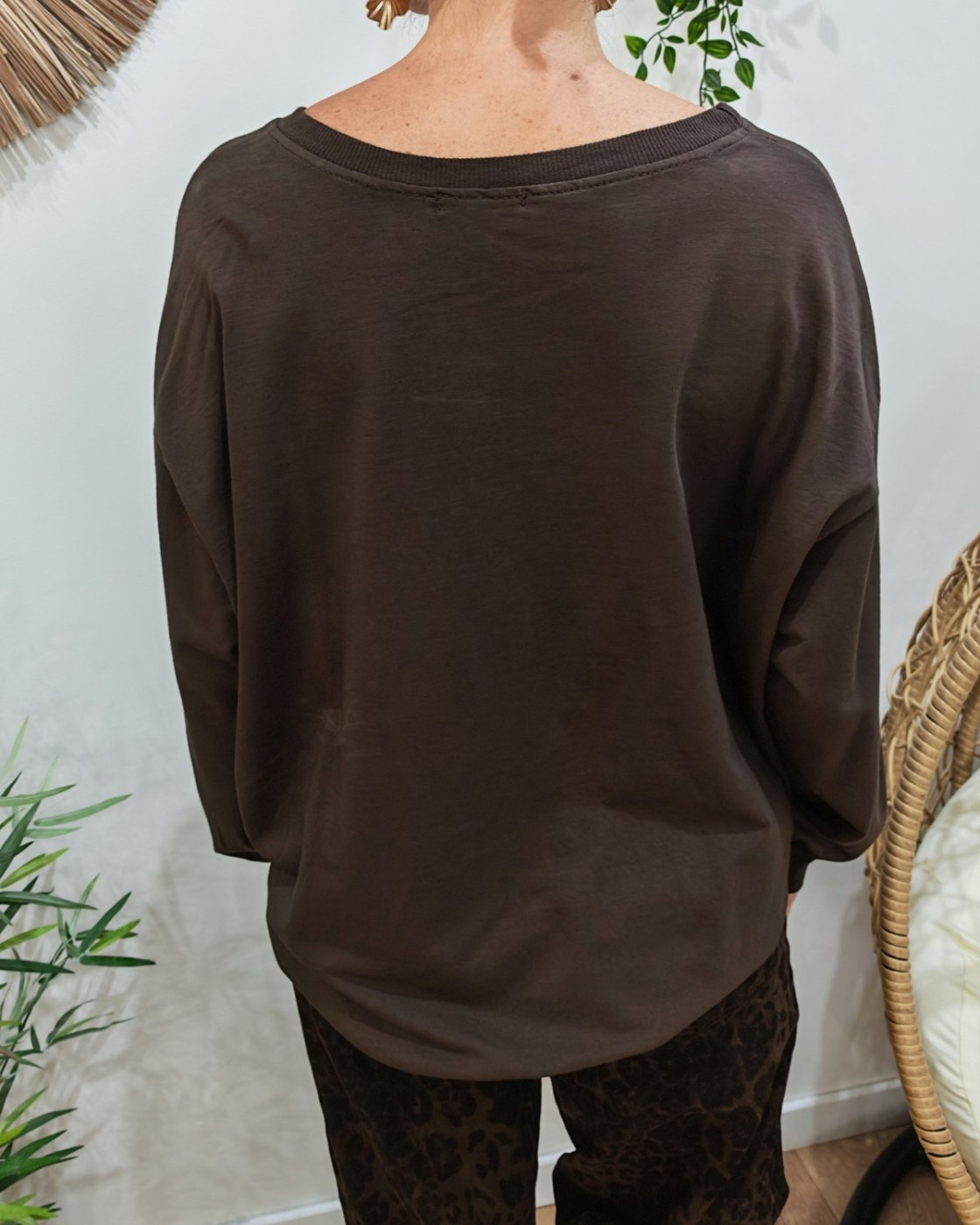 Sweat fin marron femme La vie est belle