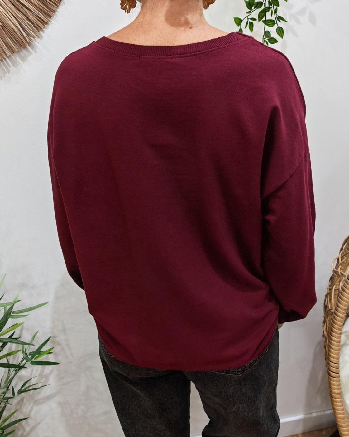 Sweat fin bordeaux femme La vie est belle