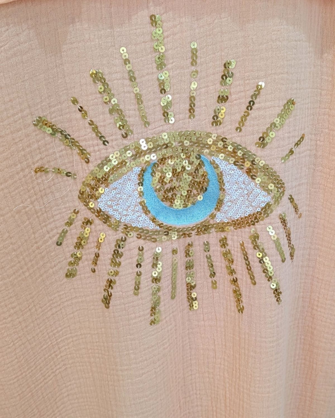 Robe chemise femme oversize coton gaze oeil sequins