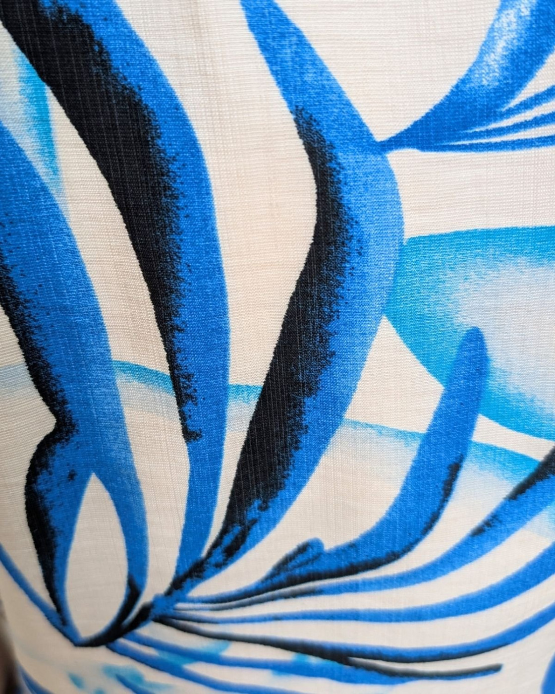 Robe femme droite écrue fleurs bleues Maïana