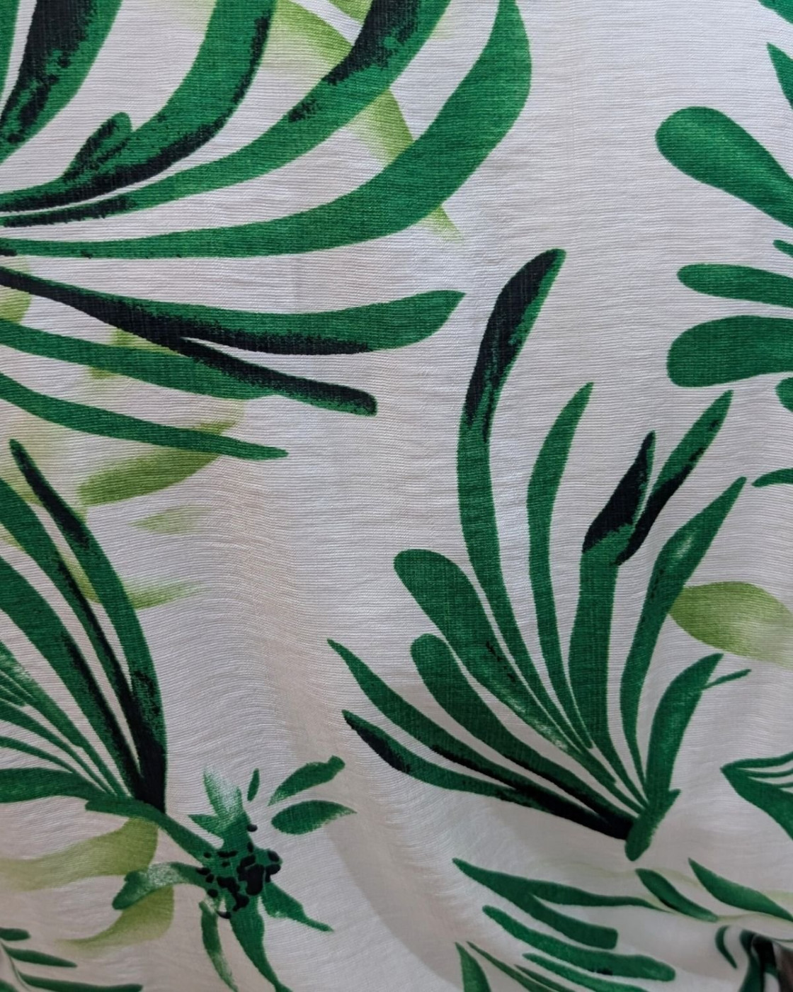 Robe femme droite écrue fleurs vertes Maïana