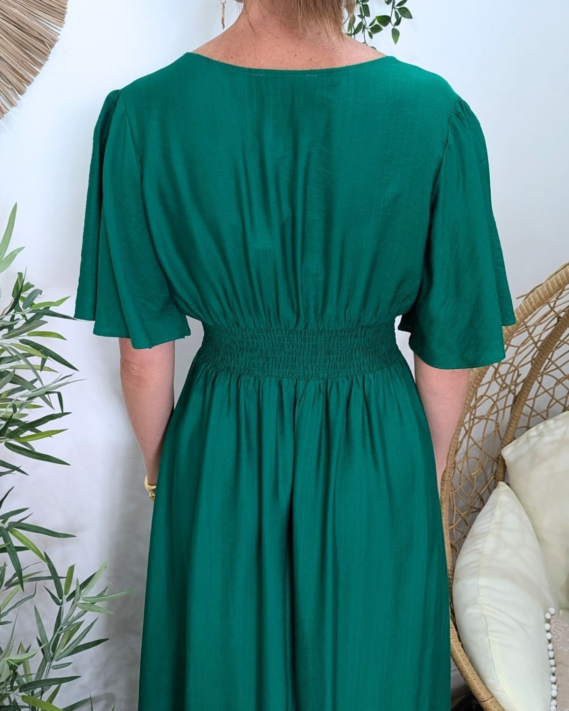 Robe longue femme vert gazon Raphaëlle