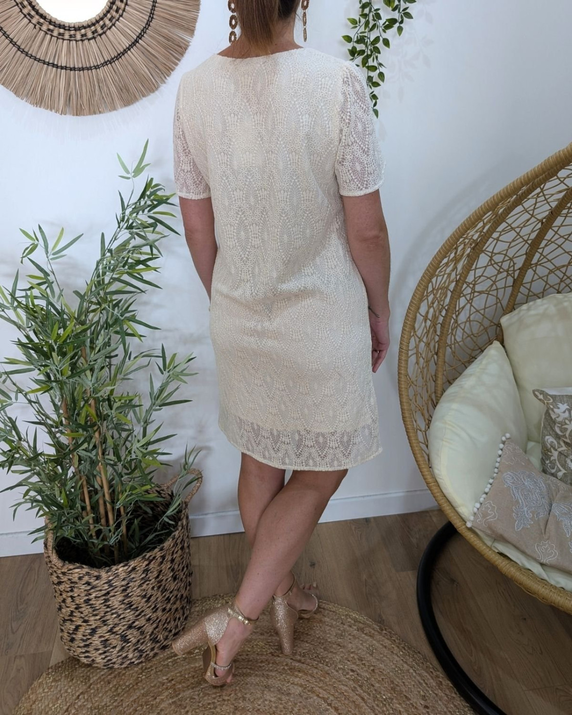 Robe femme droite écrue Edda