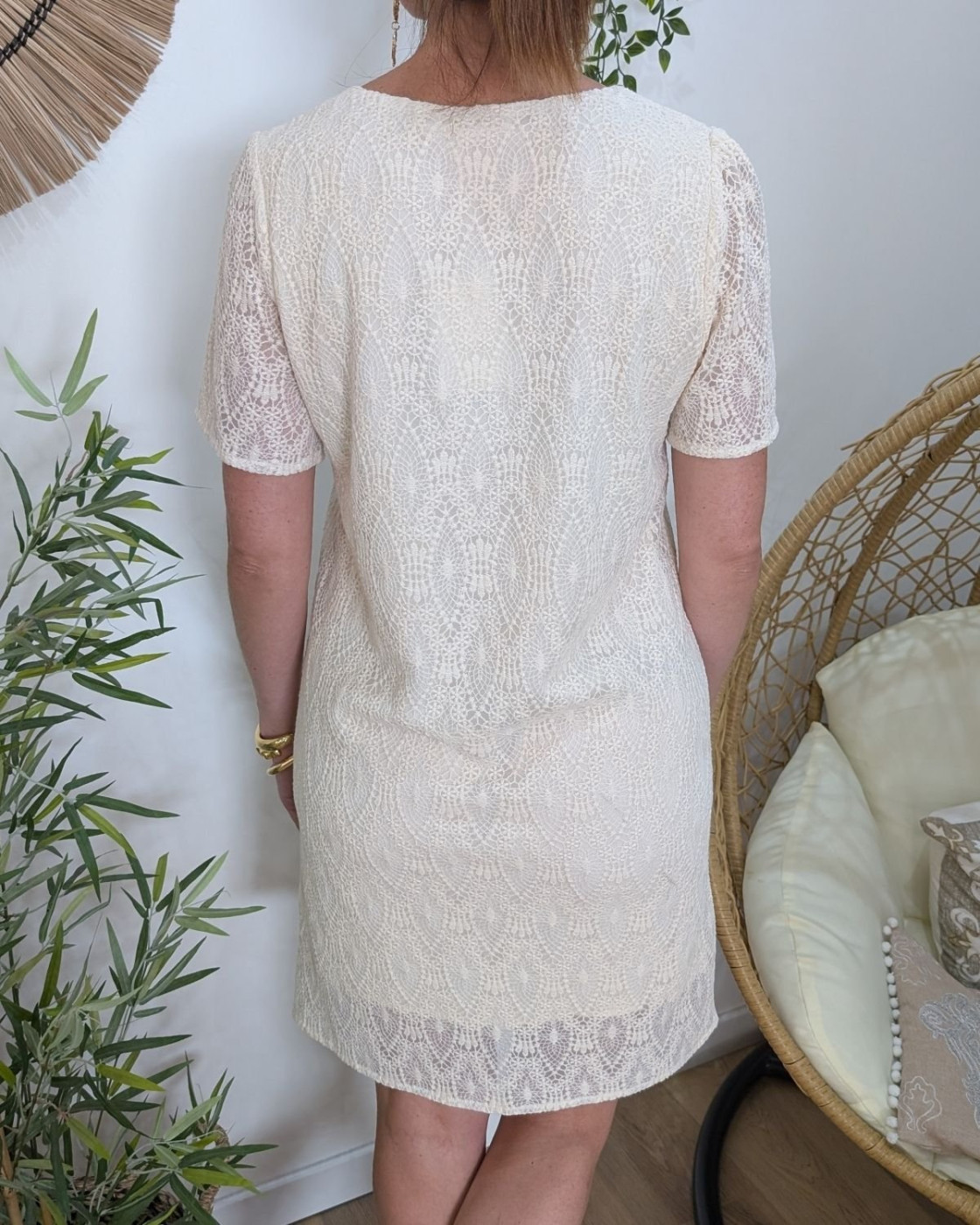 Robe femme droite écrue Edda