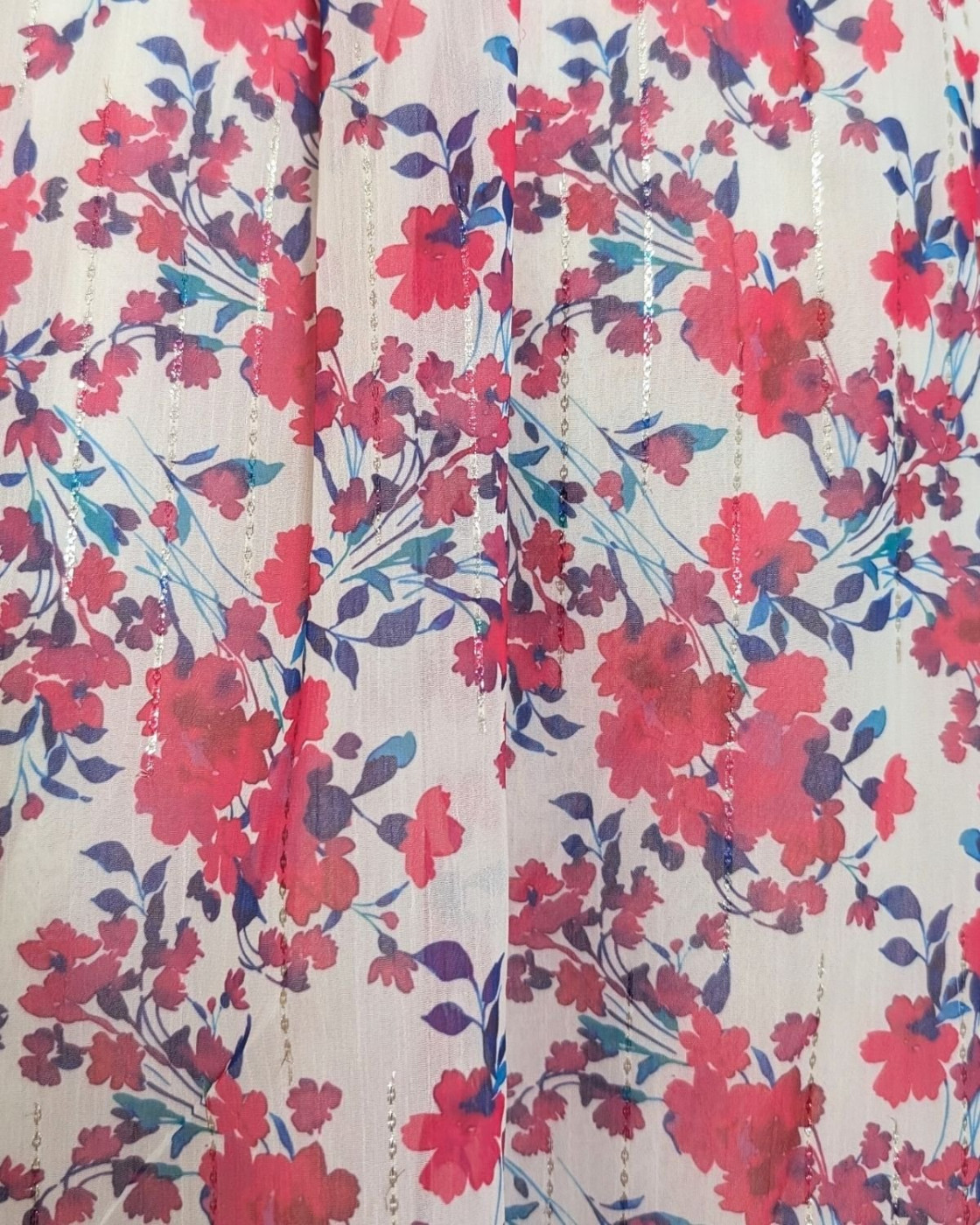 Robe femme blanche fleurs fuchsia bleu mauves Eïra