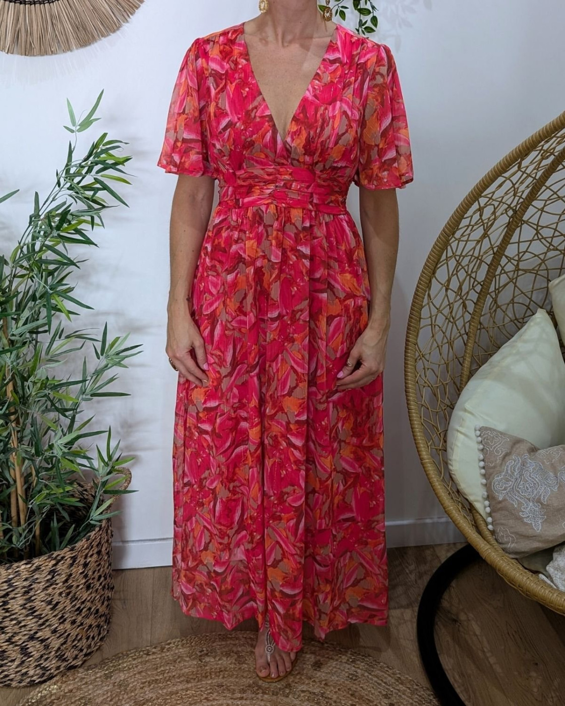 Robe longue femme fuchsia orange kaki Zéphina