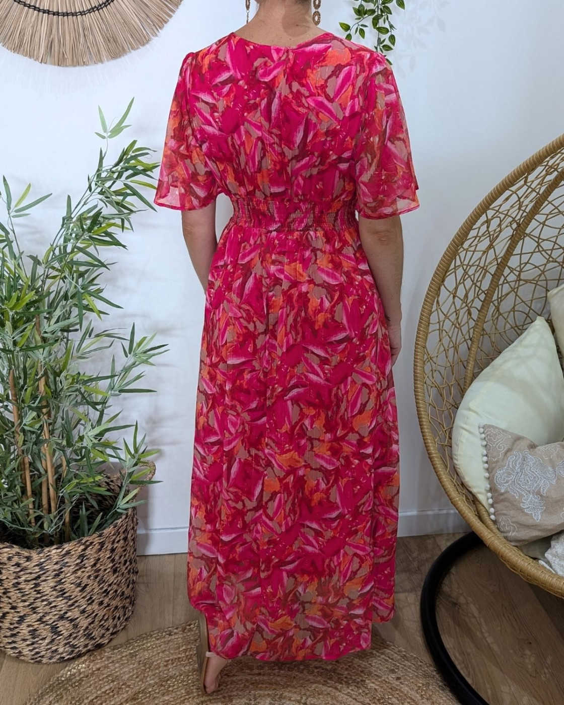 Robe longue femme fuchsia orange kaki Zéphina