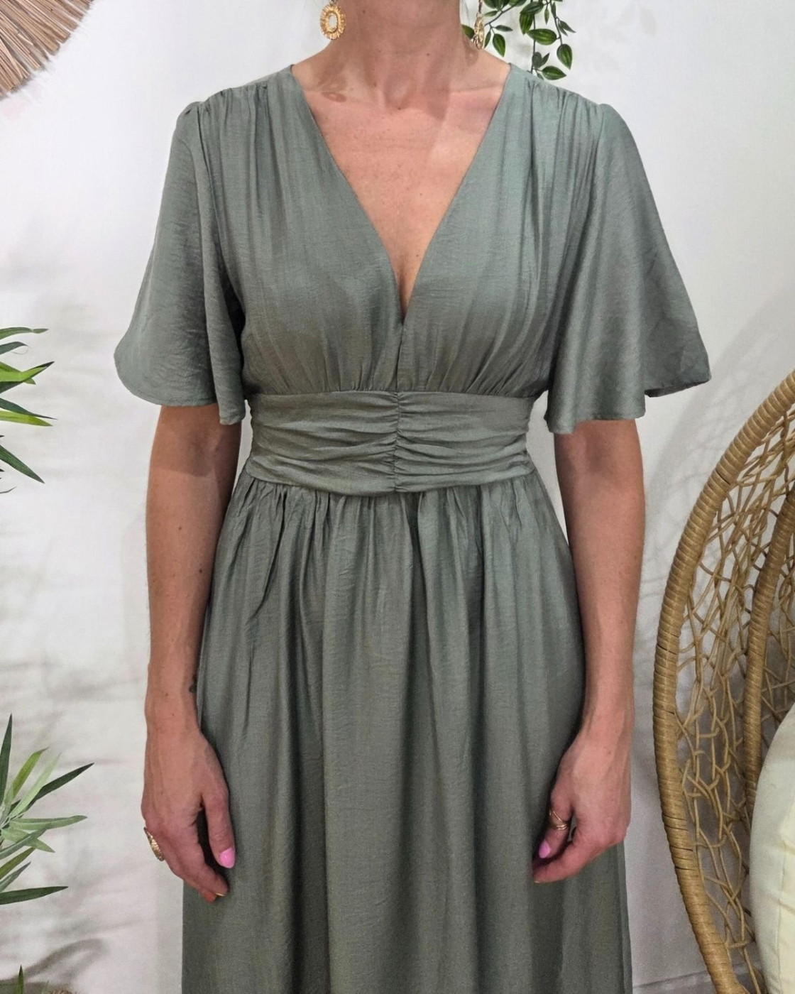 Robe longue femme kaki clair Raphaëlle