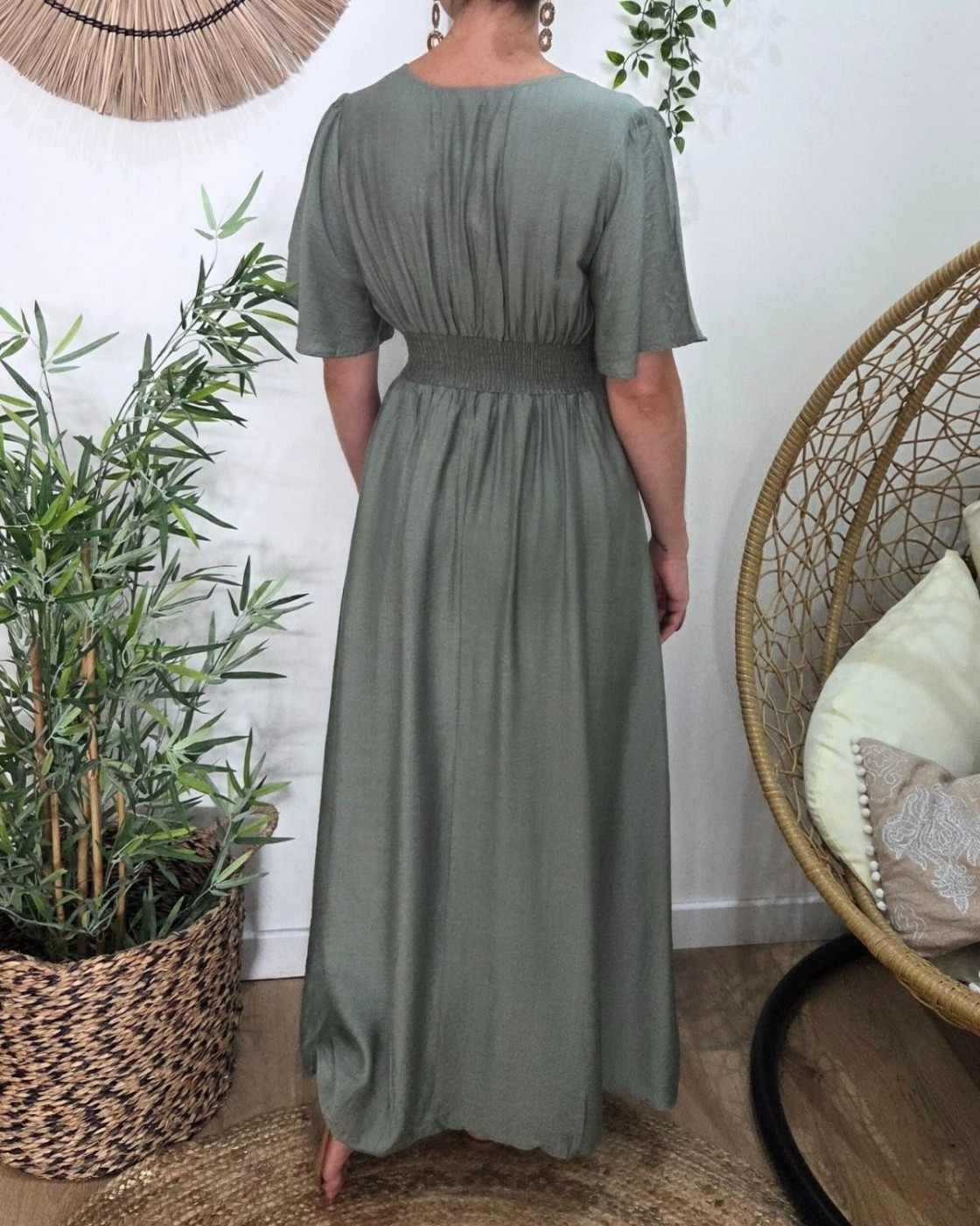 Robe longue femme kaki clair Raphaëlle