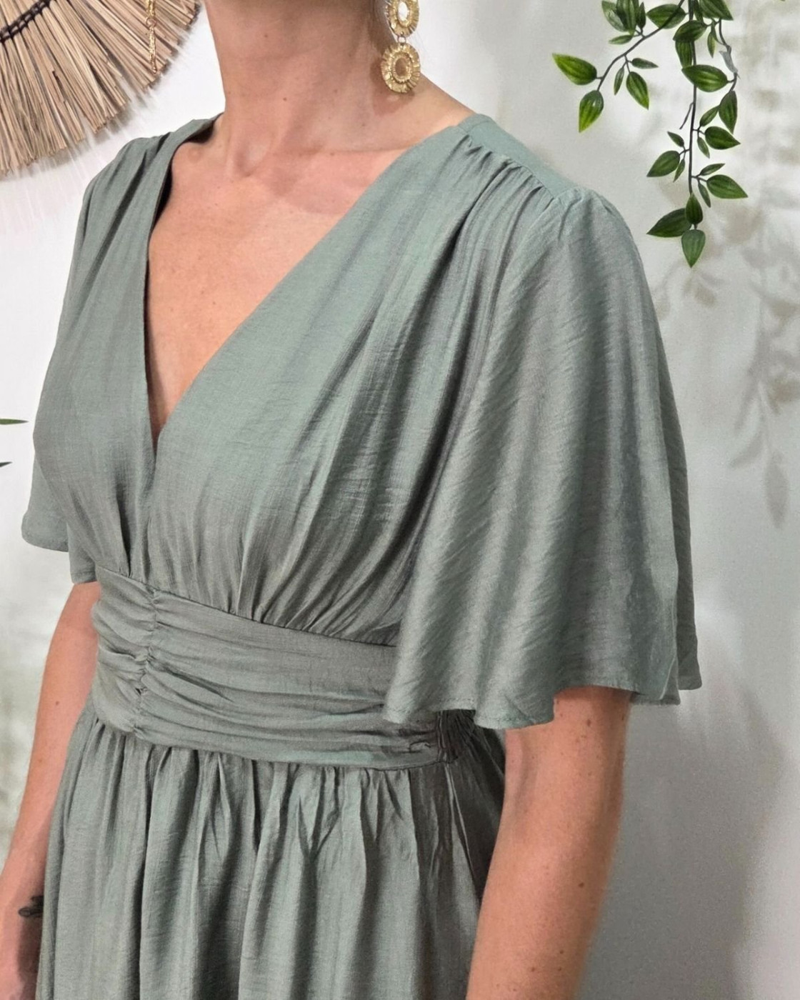 Robe longue femme kaki clair Raphaëlle