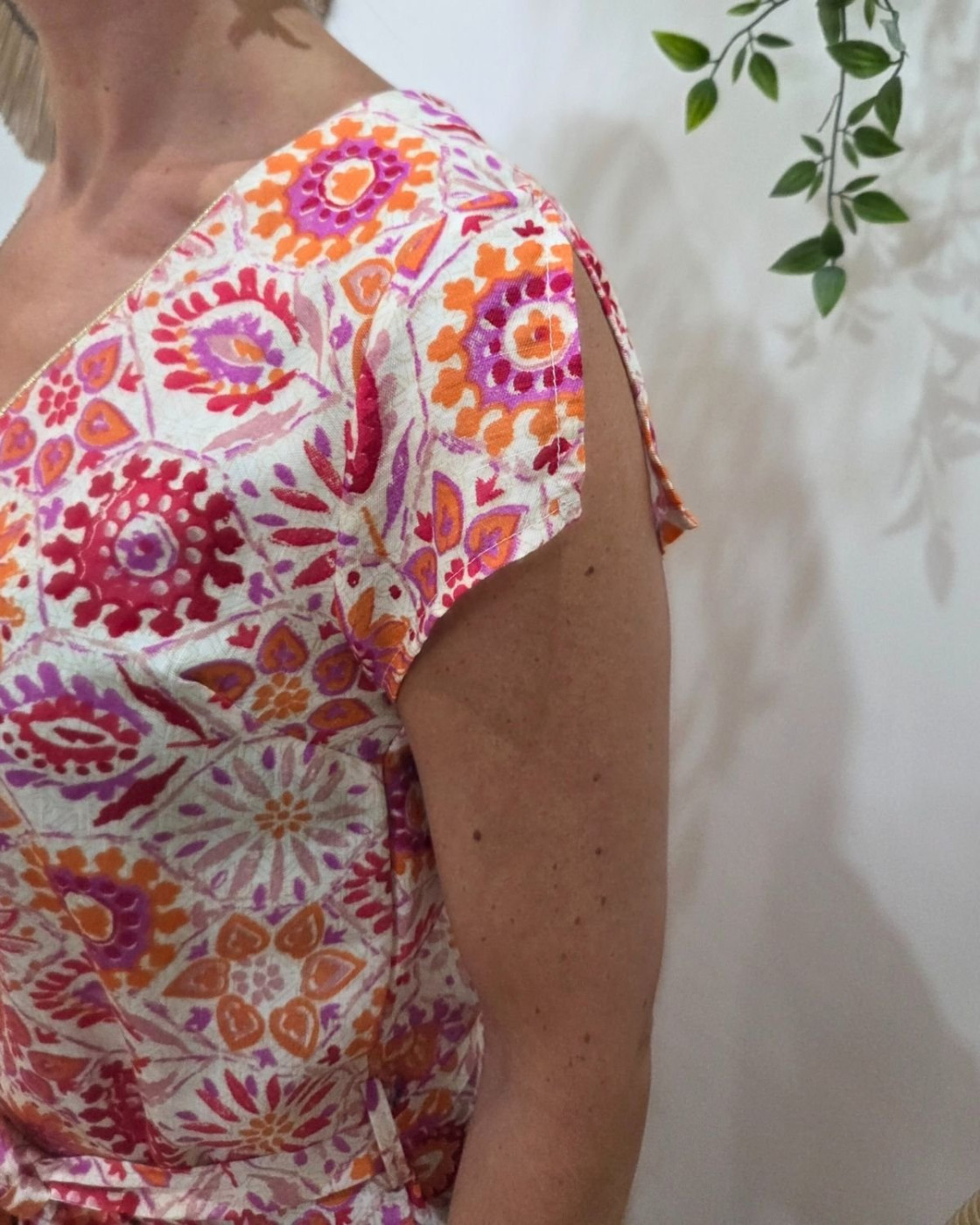 Robe femme orange fuchsia et rouge Hedda