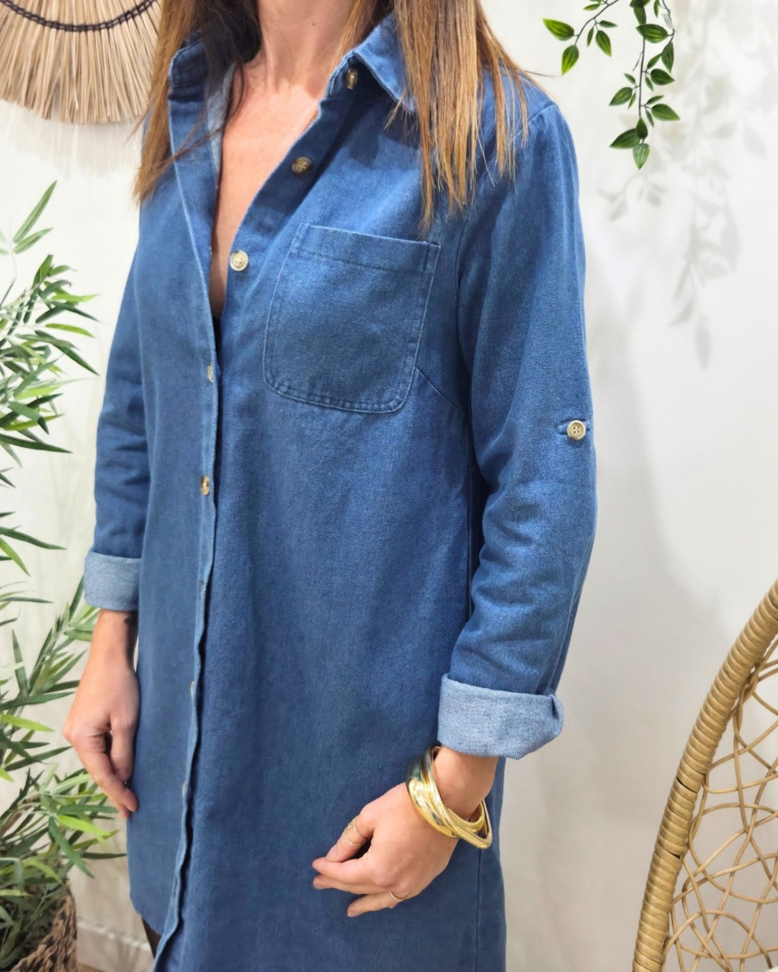 Robe chemise en jean femme Maïwen