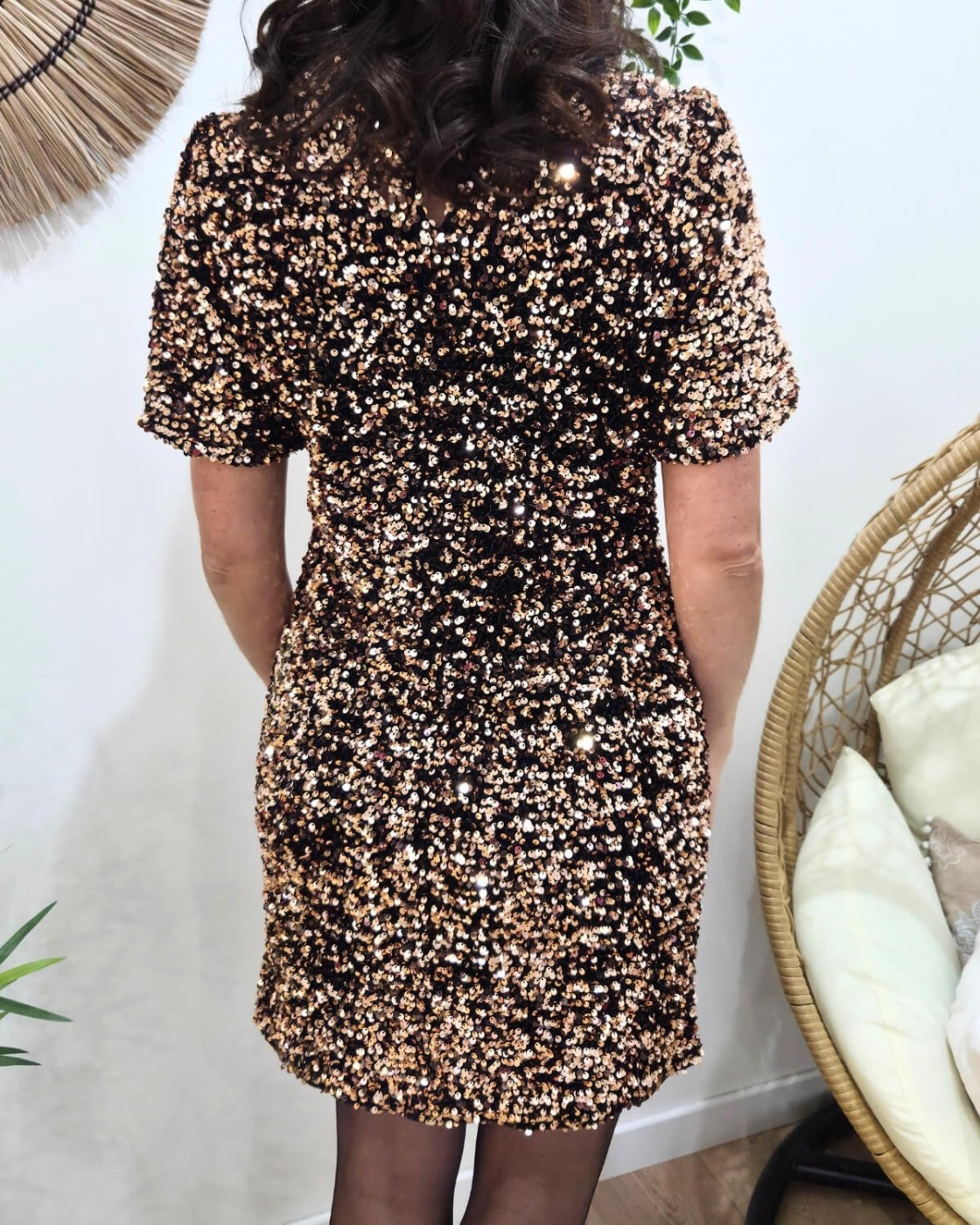 Robe femme cuivrée à sequins Hailee