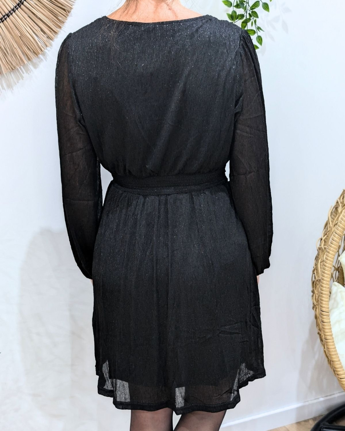Robe femme noire liseré noir brillant Joy
