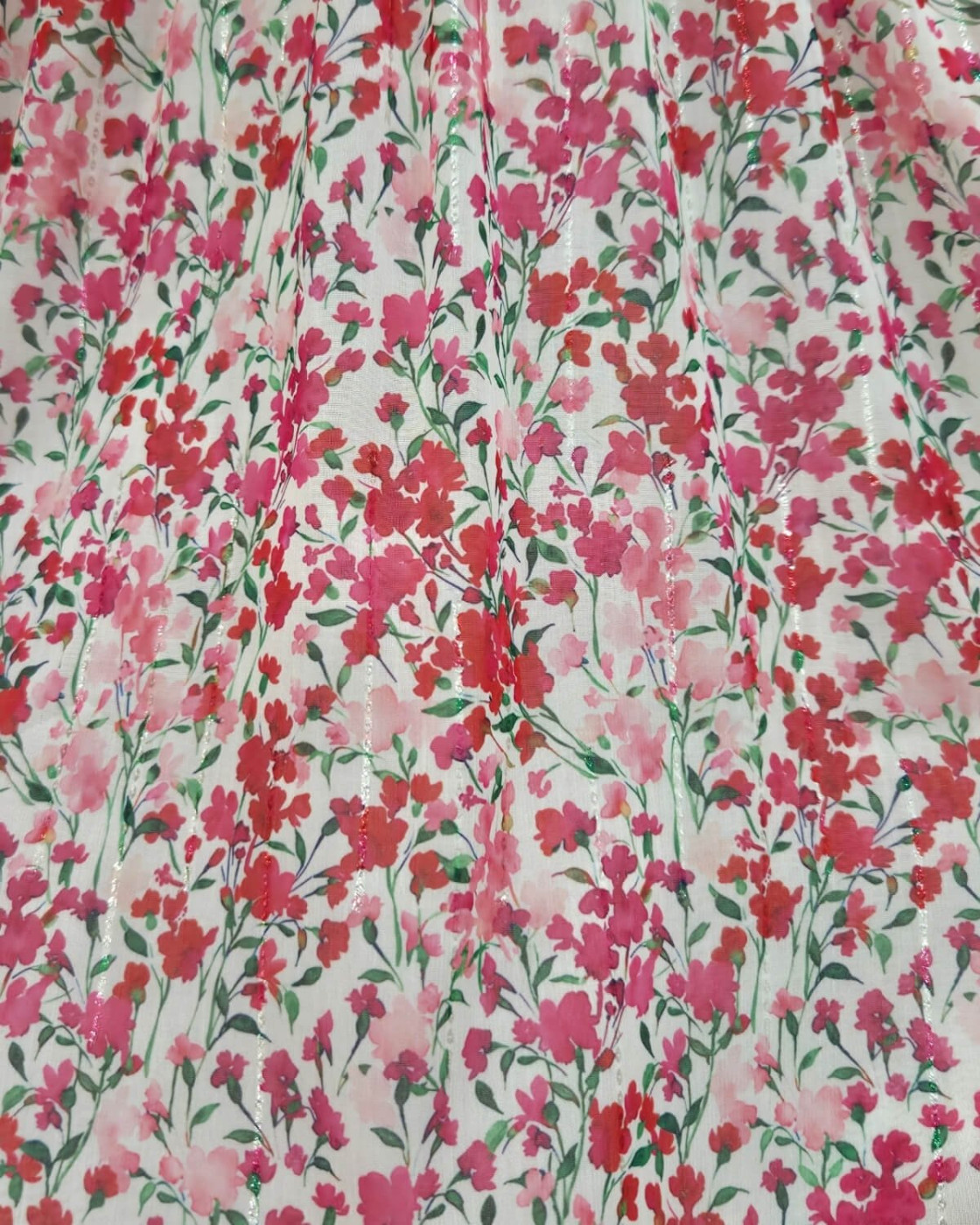 Robe longue femme écrue fleurs roses rouges Noémie