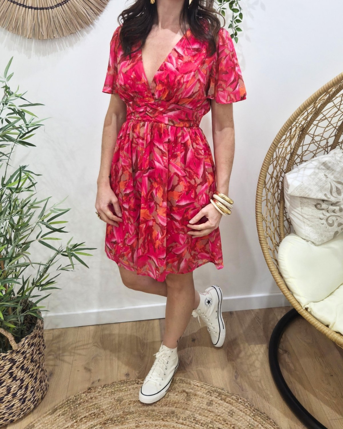 Robe courte femme fuchsia orange kaki Zéphina