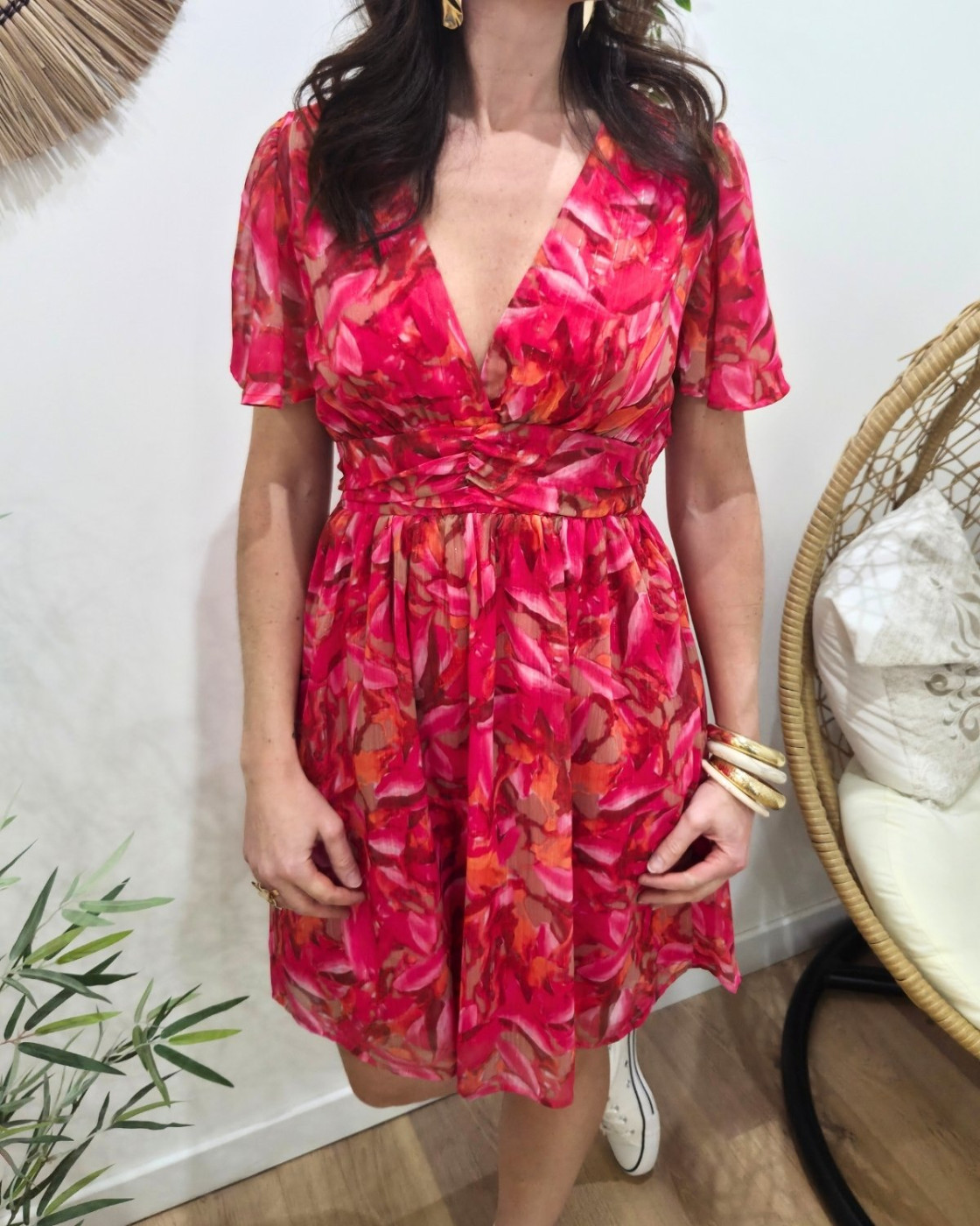 Robe courte femme fuchsia orange kaki Zéphina