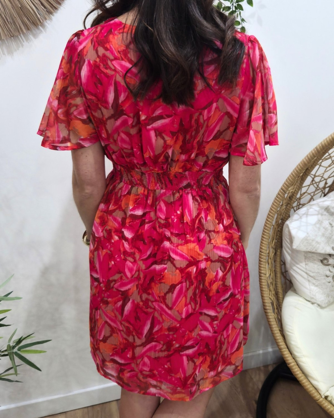 Robe courte femme fuchsia orange kaki Zéphina