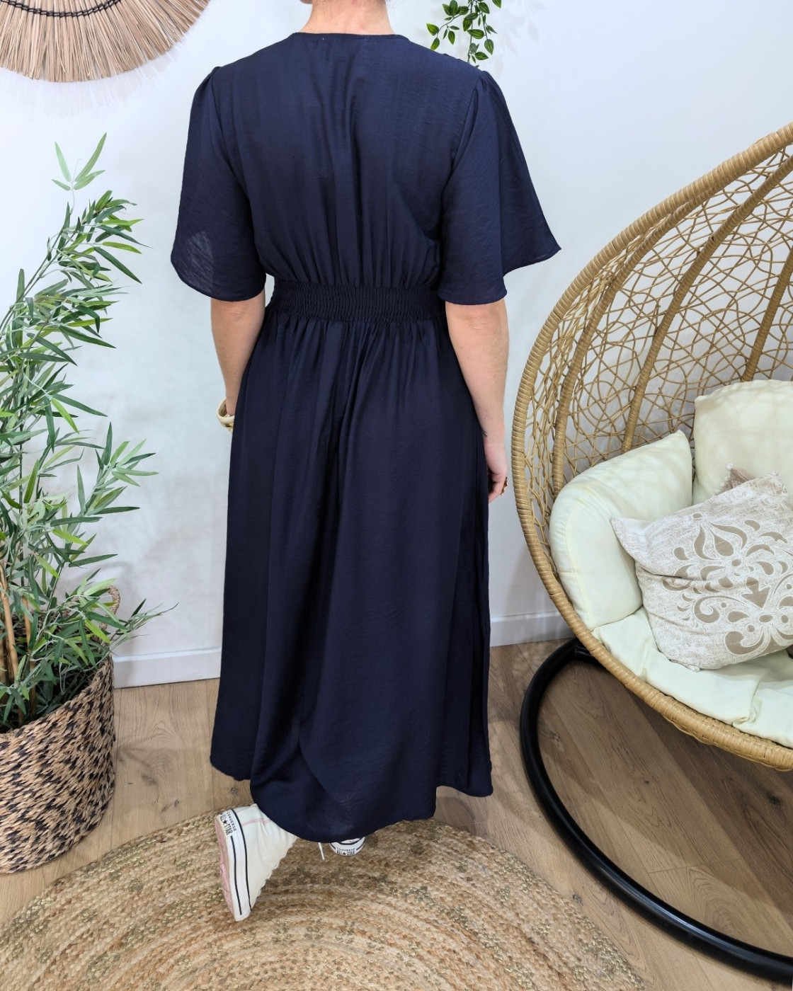 Robe longue femme bleu marine unie Honoria