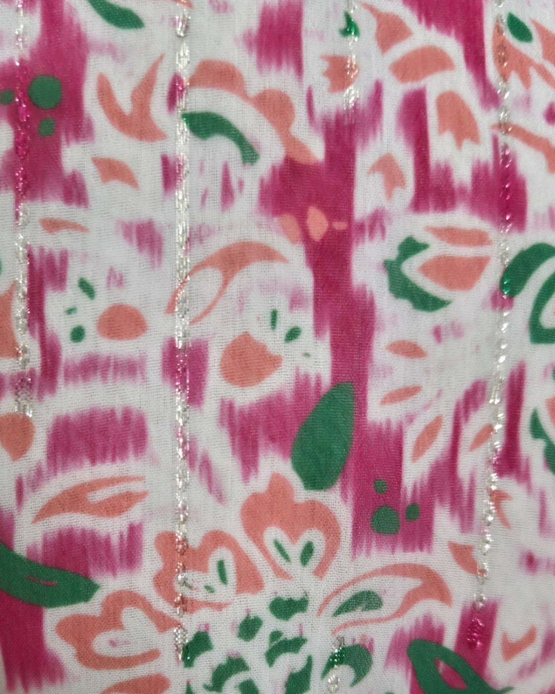 Robe longue femme rose motifs fleuris verts corail Aora