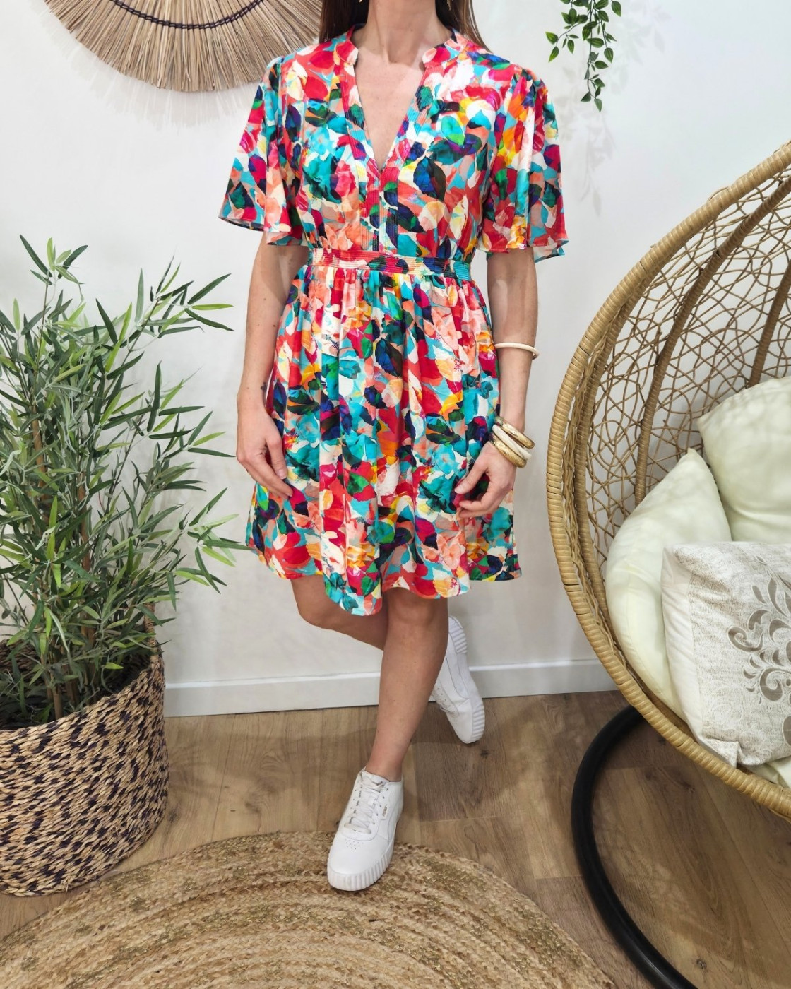 Robe courte femme multicolore Aitana