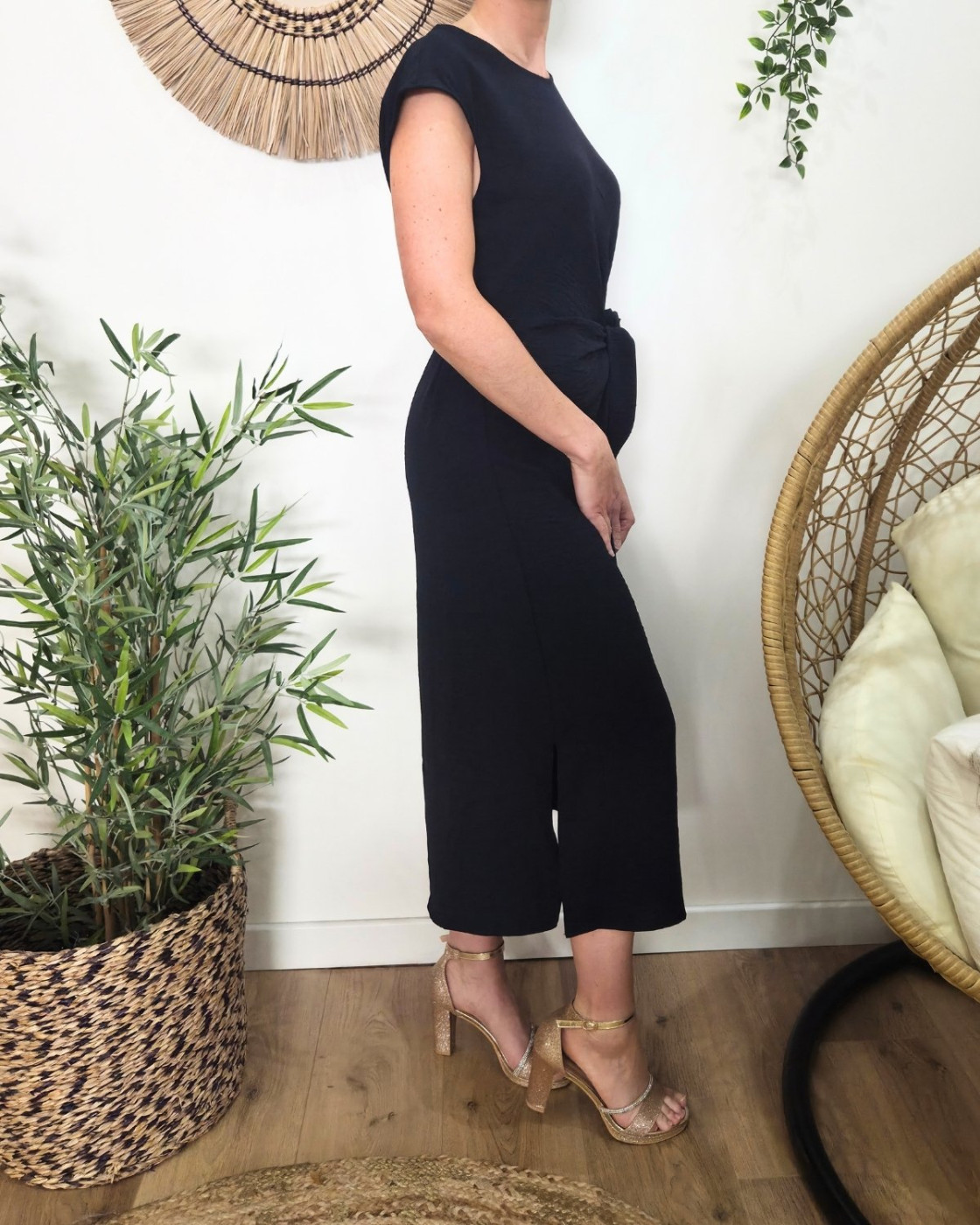  Robe femme cache coeur marine nouée Ginevra