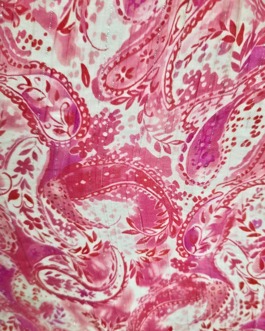  Robe longue femme écrue motifs fuchsia Gemma