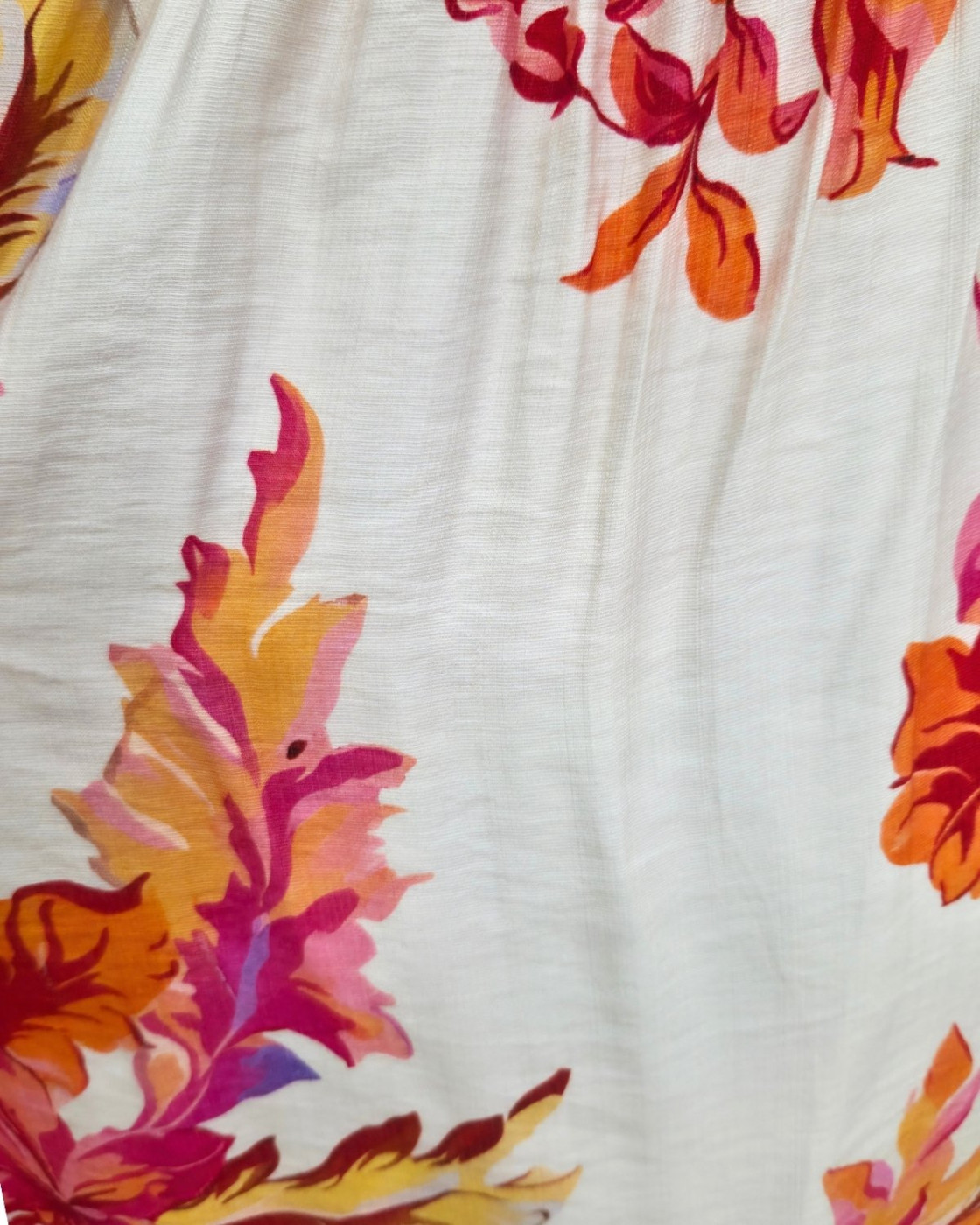  Robe femme beige grosses fleurs roses oranges jaunes Aurora