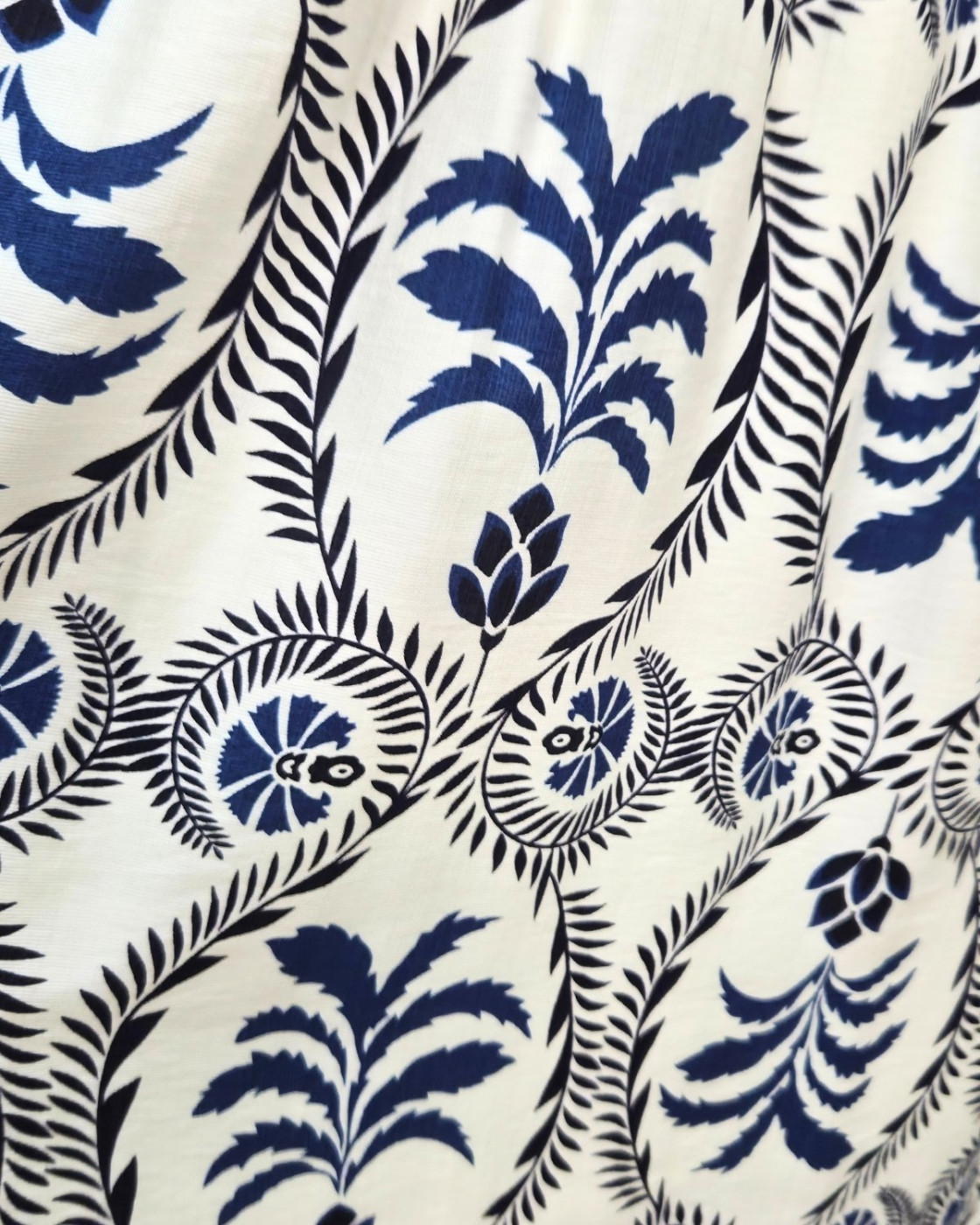Robe longue femme écrue motifs bleus Violante