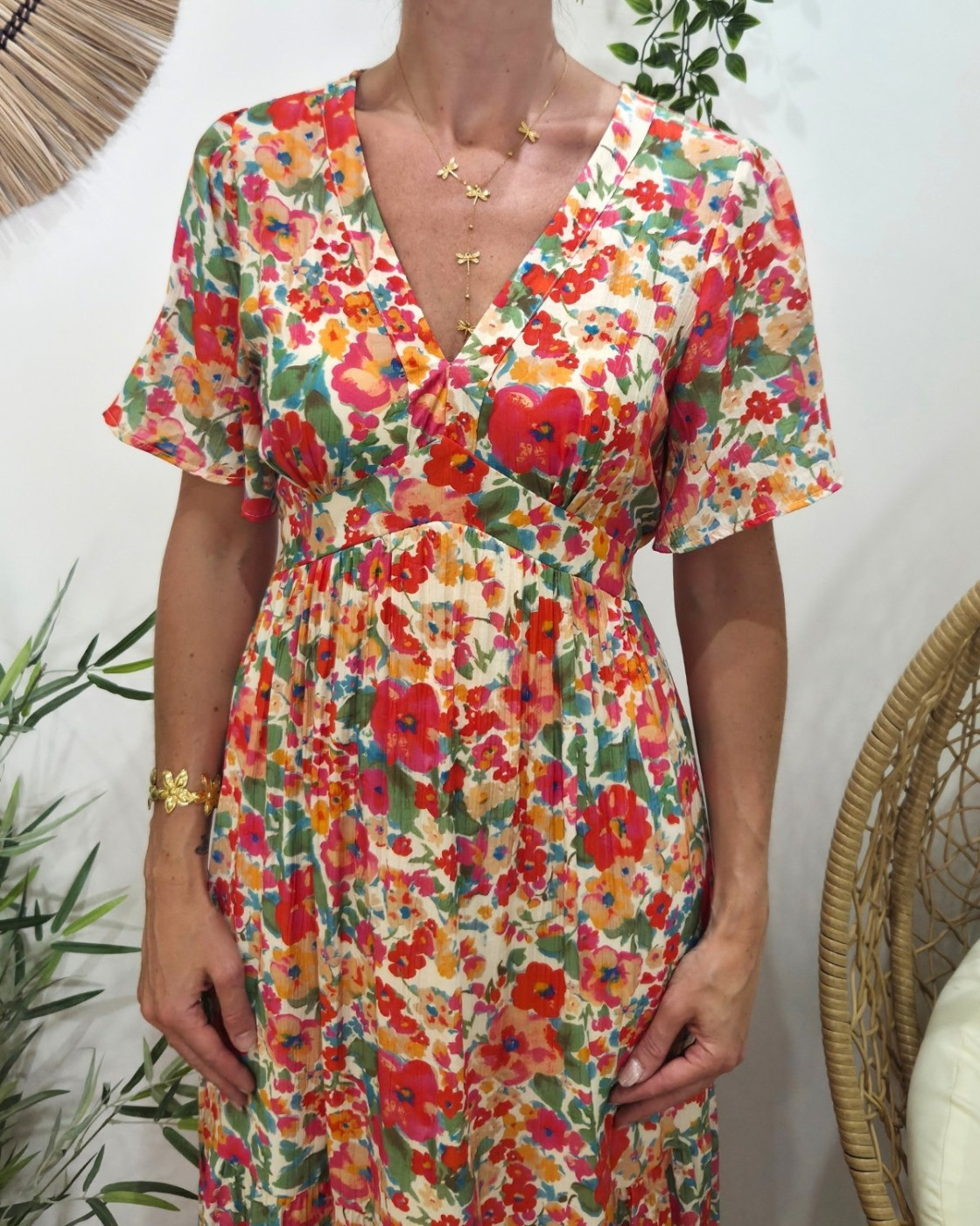  Robe longue femme fleurie multicolore Théodora