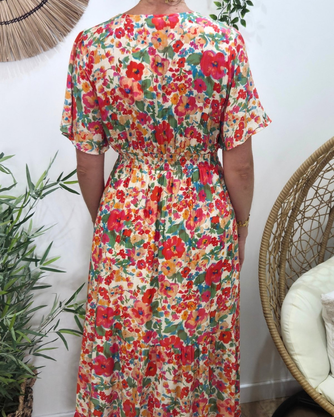  Robe longue femme fleurie multicolore Théodora