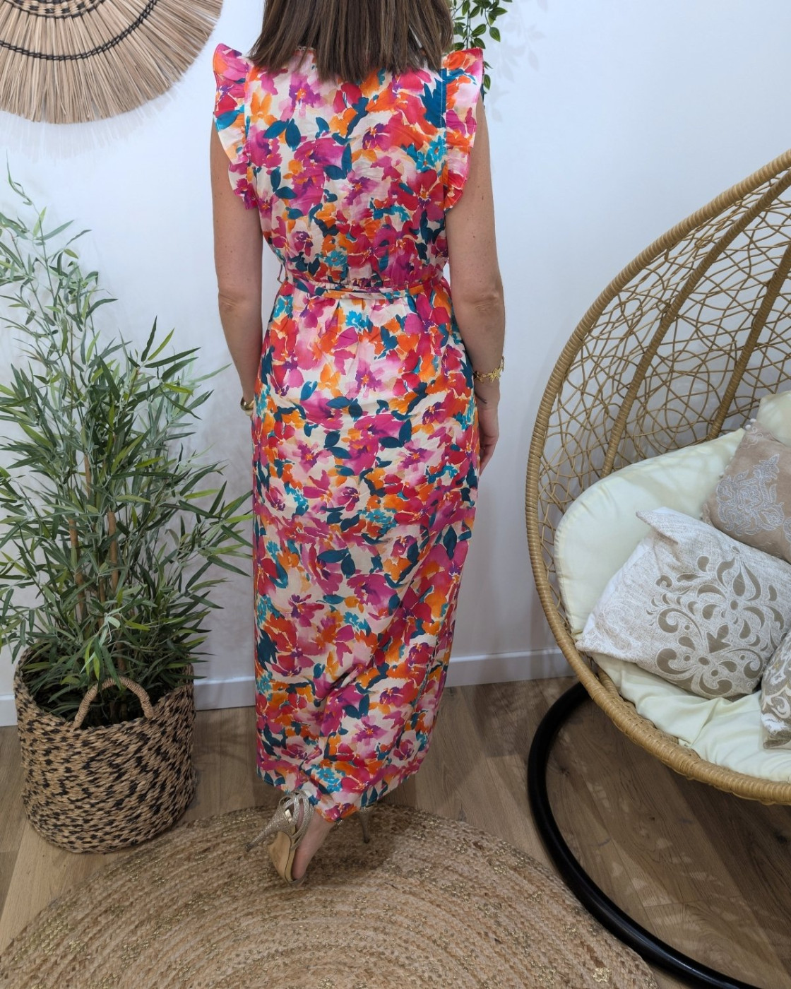 Robe longue femme fleurie multicolore Solange