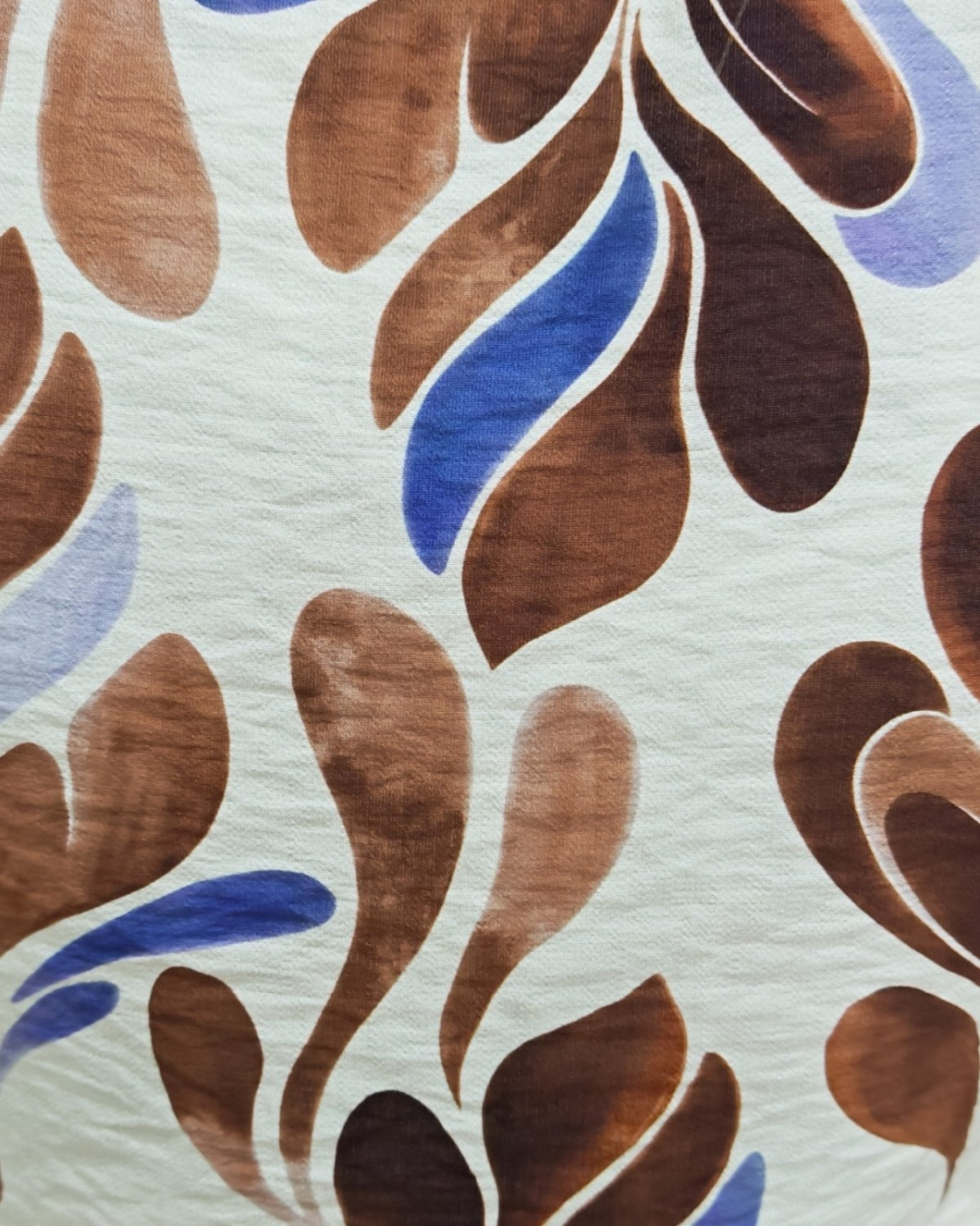  Robe droite femme écrue motifs bleus et marrons Bohdana