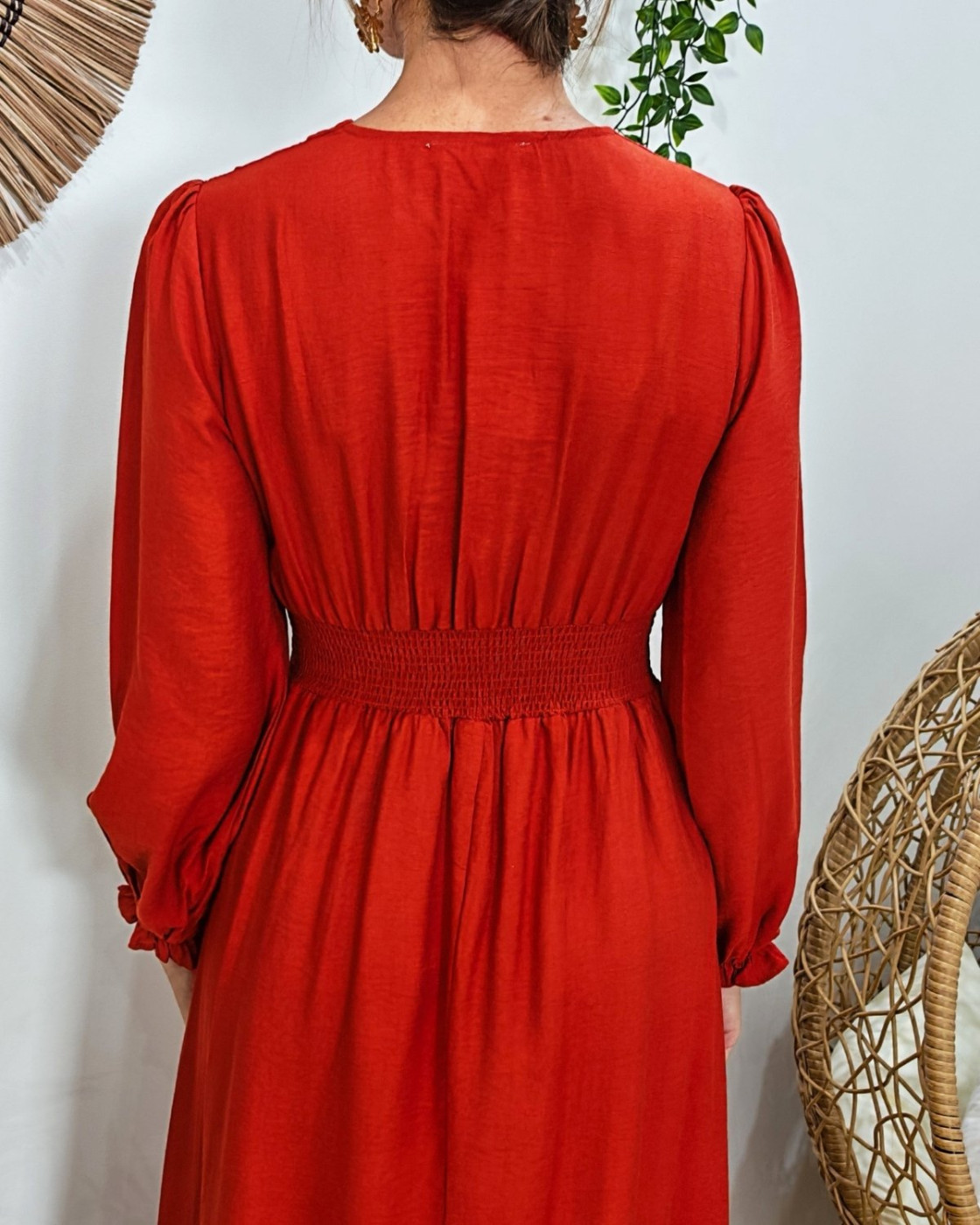  Robe longue femme terracotta manches longues Clothilde