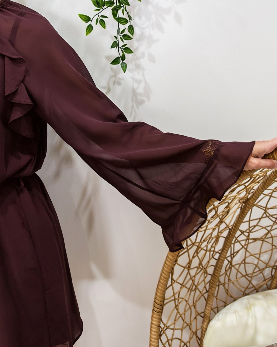  Robe courte femme marron à volants Eugénie